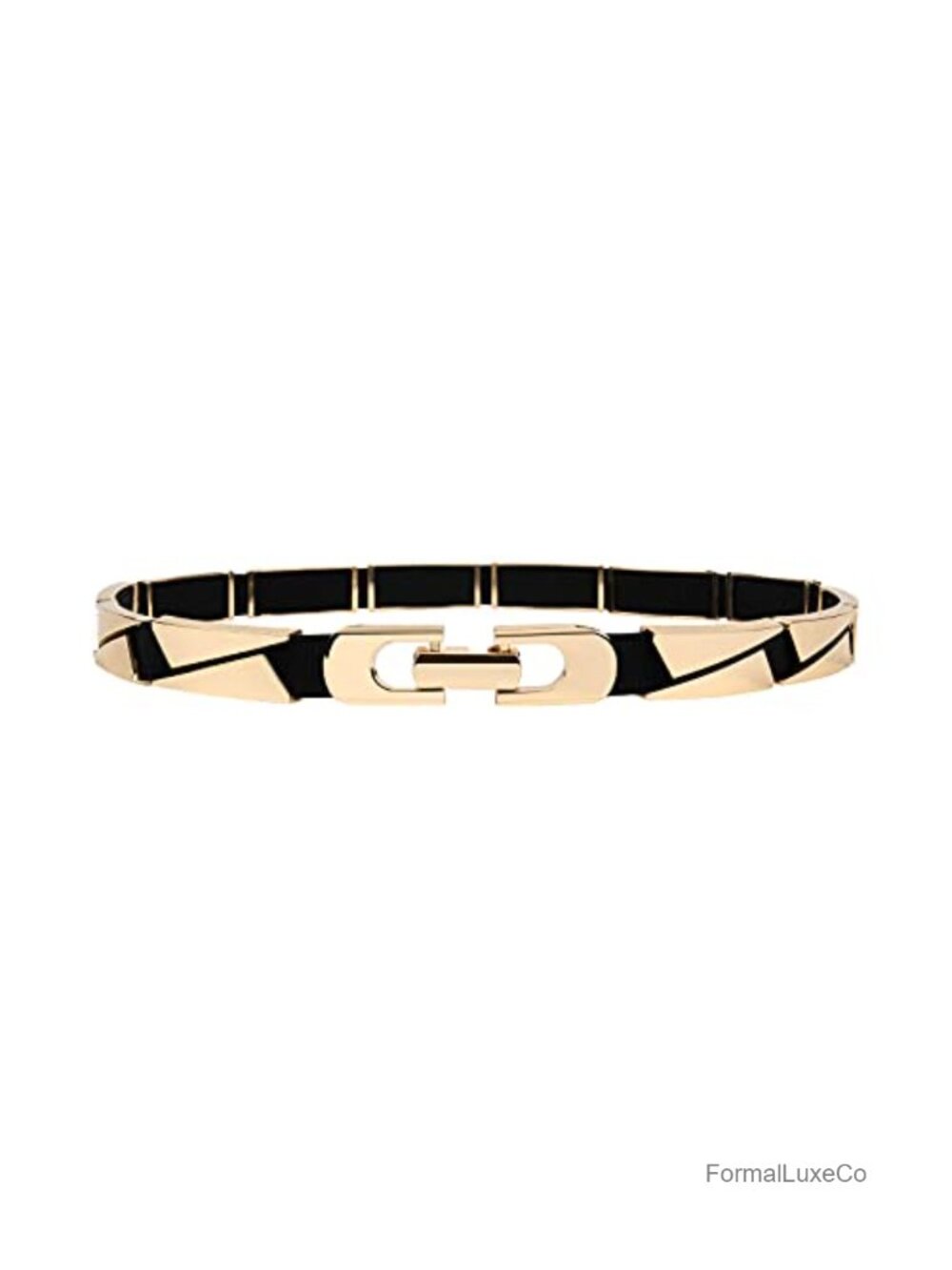 Gold Elastic Stretch Dress Belt Adjustable Skinny Metal Waist Cinch Women